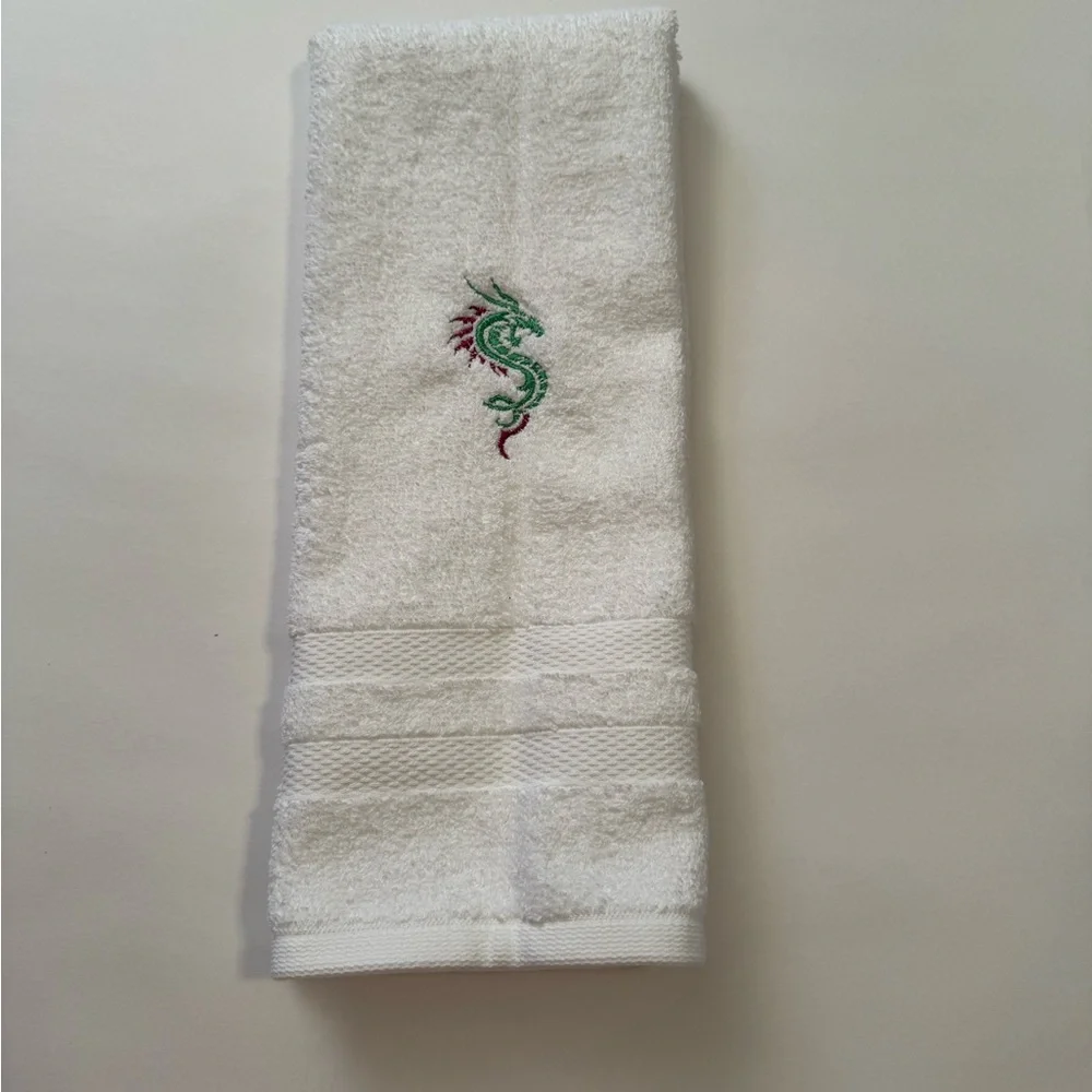 Mahjong Embroidered Dragon Hand Towel Hostess Gift Mahj Decor